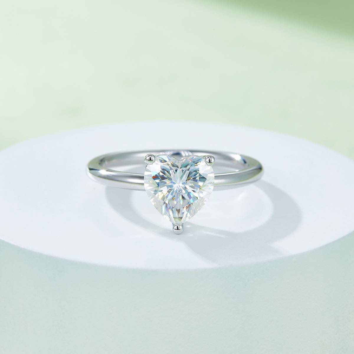 Classic heart-shaped S925 silver plated white gold moissanite diamond women's ring 2.0 carats D-class